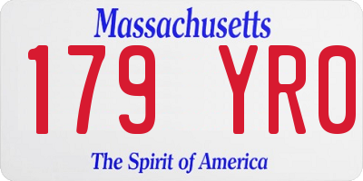 MA license plate 179YR0