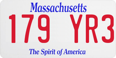 MA license plate 179YR3