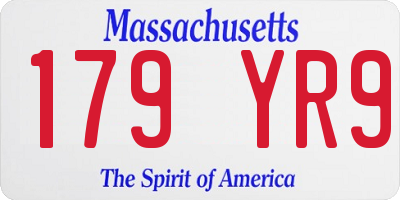 MA license plate 179YR9