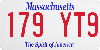 MA license plate 179YT9