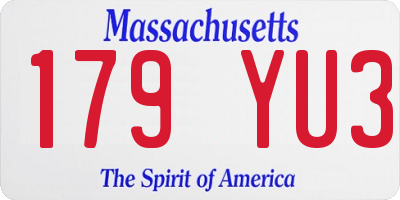 MA license plate 179YU3