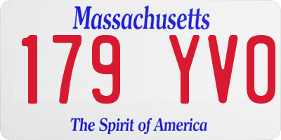 MA license plate 179YV0
