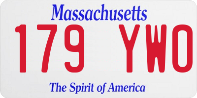 MA license plate 179YW0