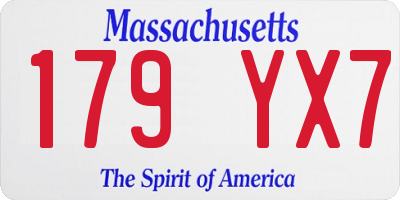 MA license plate 179YX7