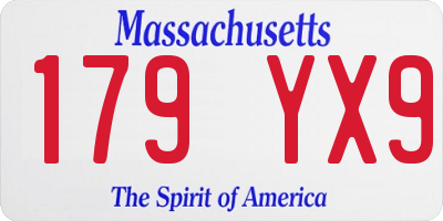 MA license plate 179YX9