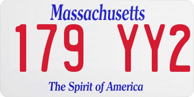 MA license plate 179YY2