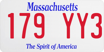 MA license plate 179YY3