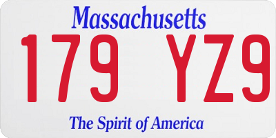 MA license plate 179YZ9