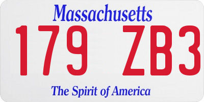 MA license plate 179ZB3