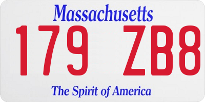 MA license plate 179ZB8