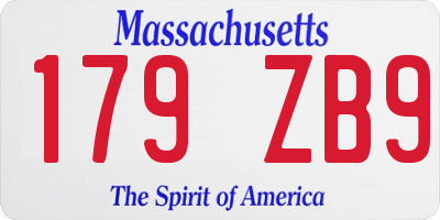 MA license plate 179ZB9