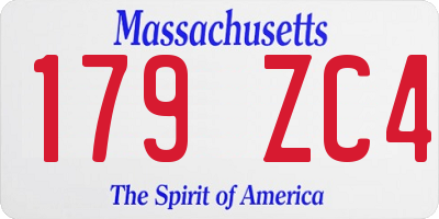 MA license plate 179ZC4