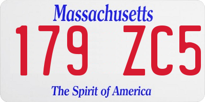 MA license plate 179ZC5