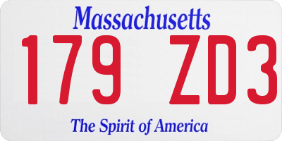 MA license plate 179ZD3