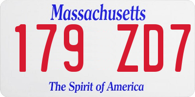 MA license plate 179ZD7