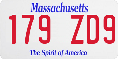 MA license plate 179ZD9