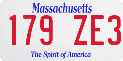 MA license plate 179ZE3