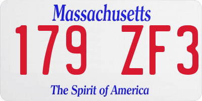 MA license plate 179ZF3