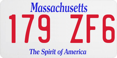 MA license plate 179ZF6