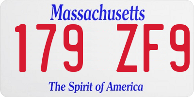 MA license plate 179ZF9