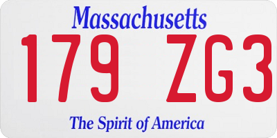 MA license plate 179ZG3
