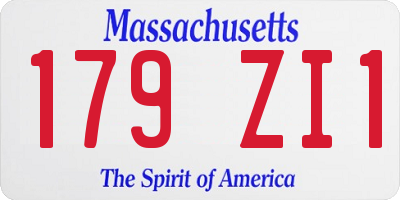 MA license plate 179ZI1