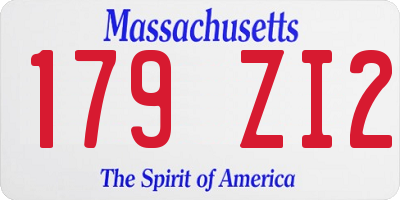 MA license plate 179ZI2