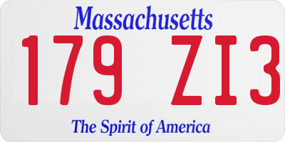 MA license plate 179ZI3