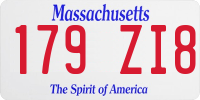 MA license plate 179ZI8