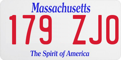MA license plate 179ZJ0