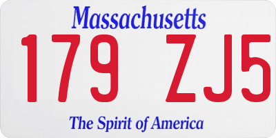 MA license plate 179ZJ5