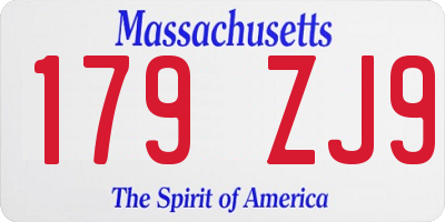 MA license plate 179ZJ9