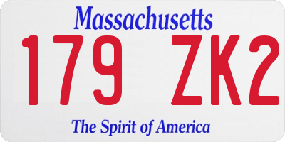 MA license plate 179ZK2