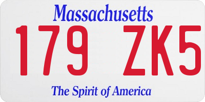 MA license plate 179ZK5