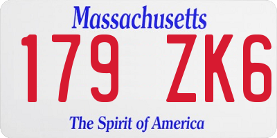 MA license plate 179ZK6
