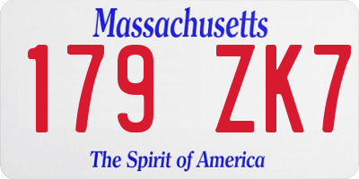 MA license plate 179ZK7