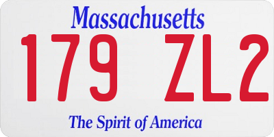 MA license plate 179ZL2
