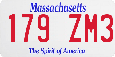 MA license plate 179ZM3