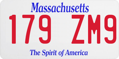 MA license plate 179ZM9