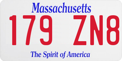 MA license plate 179ZN8