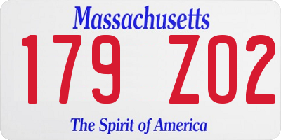 MA license plate 179ZO2