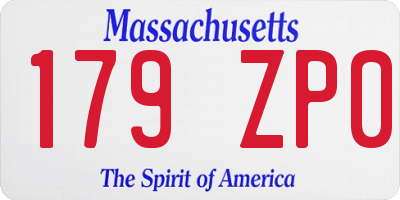MA license plate 179ZP0