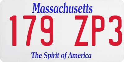 MA license plate 179ZP3