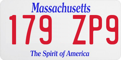 MA license plate 179ZP9