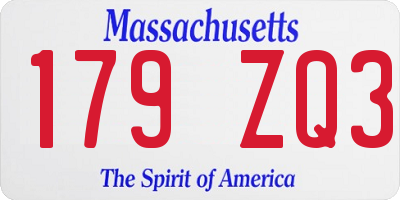 MA license plate 179ZQ3