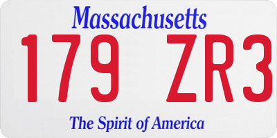 MA license plate 179ZR3