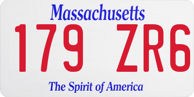 MA license plate 179ZR6