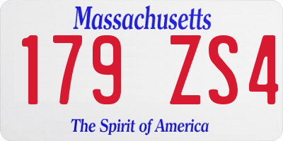 MA license plate 179ZS4