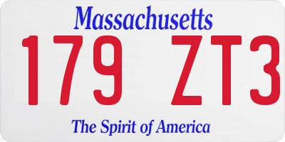 MA license plate 179ZT3