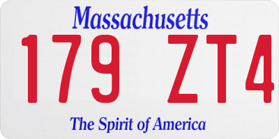 MA license plate 179ZT4